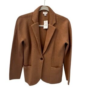 J.Crew NWT Factory Sweater Blazer Heather Camel Brown Knit
 Womens Petite Small